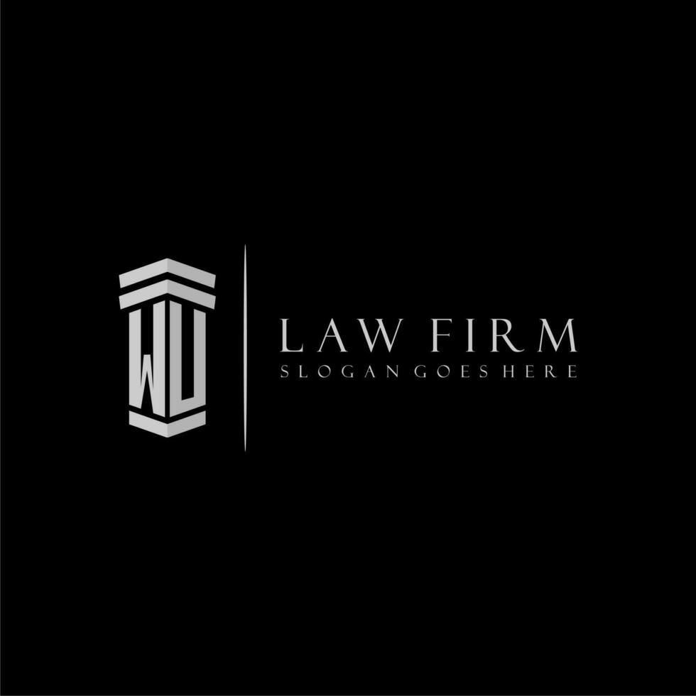WU initial monogram logo lawfirm with pillar design vector