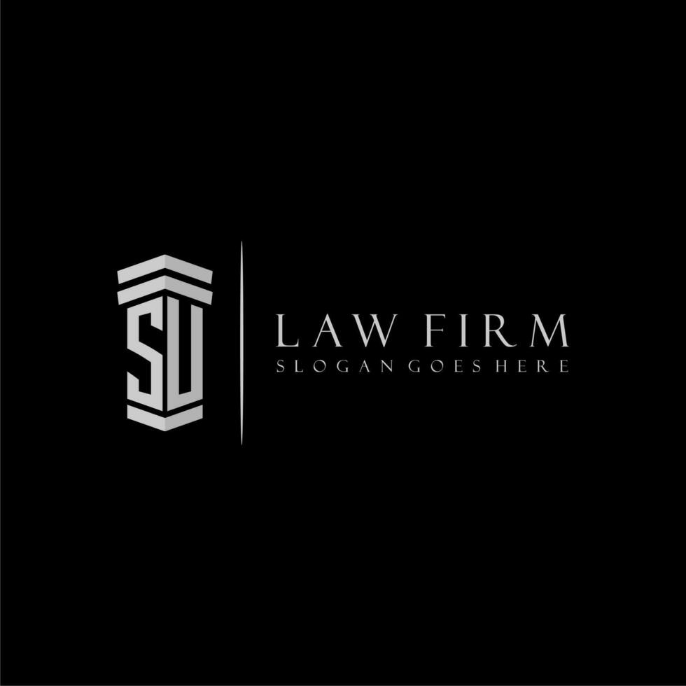 SU initial monogram logo lawfirm with pillar design vector