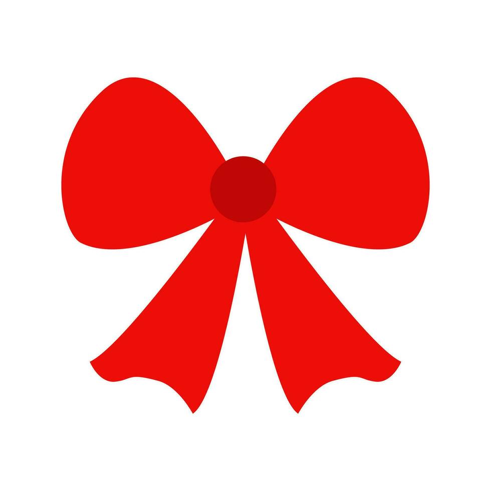 Red ribbon bow Christmas icon in flat style. Vector flat illustration of ribbon bow for decoration.