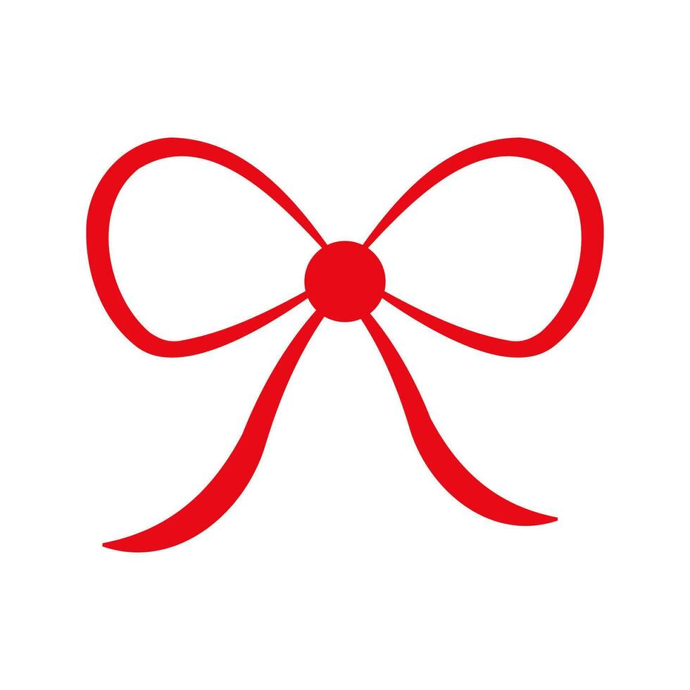 Red ribbon bow Christmas icon in flat style. Vector flat illustration of ribbon bow for decoration.