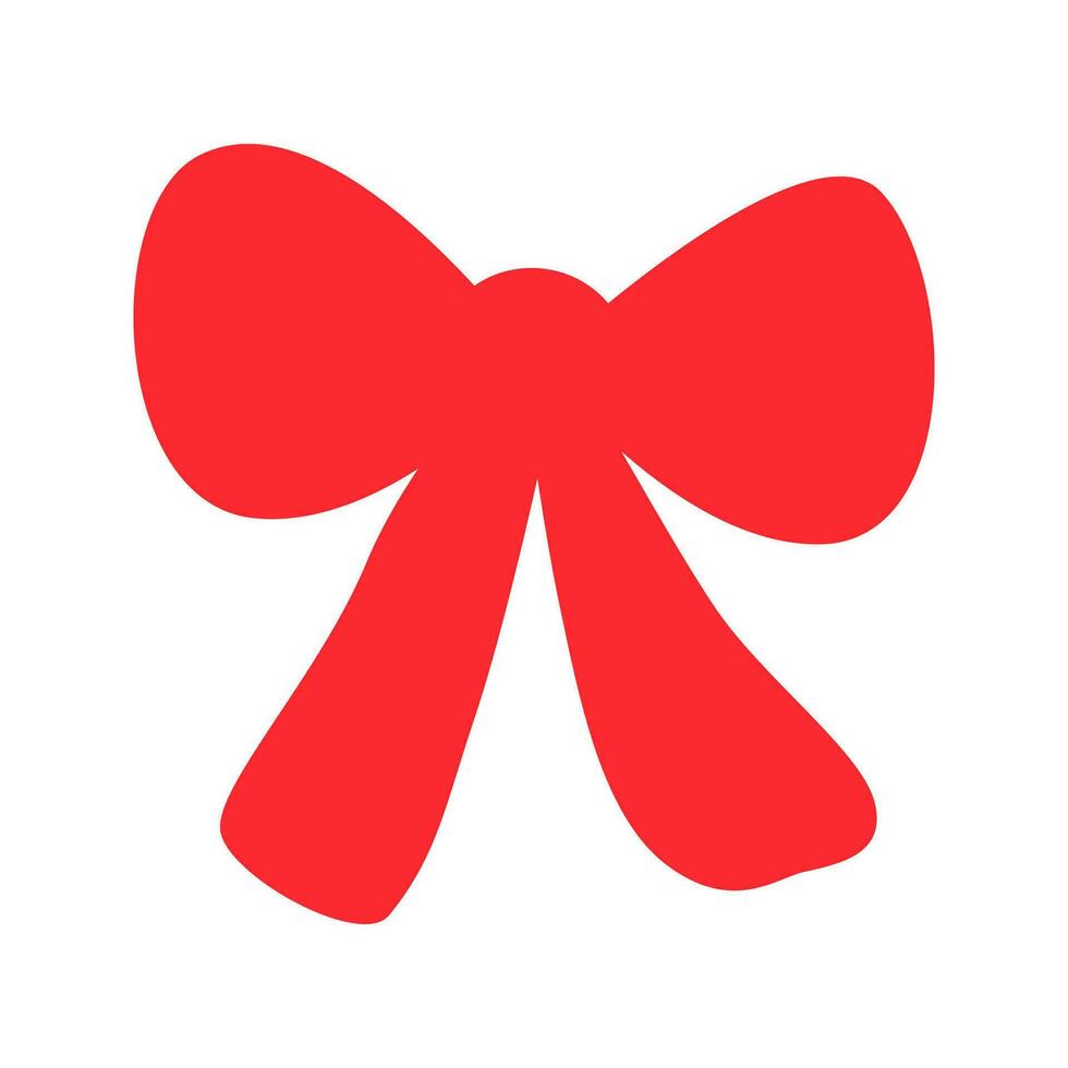 Red ribbon bow Christmas icon in flat style. Vector flat illustration of ribbon bow for decoration.