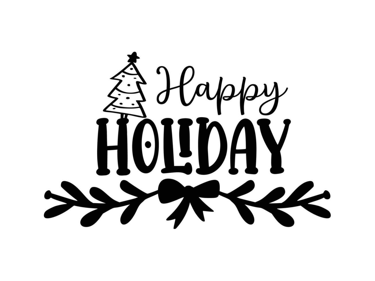 Silhouette Christmas Happy Holiday sublimation illustration vector