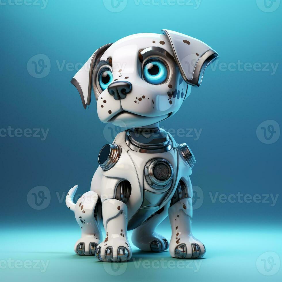 AI Generated Toy robot dog on a blue background photo