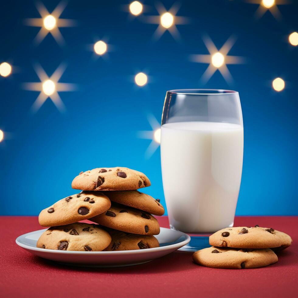 AI generated Treats for Santa Claus - milk and cookies photo