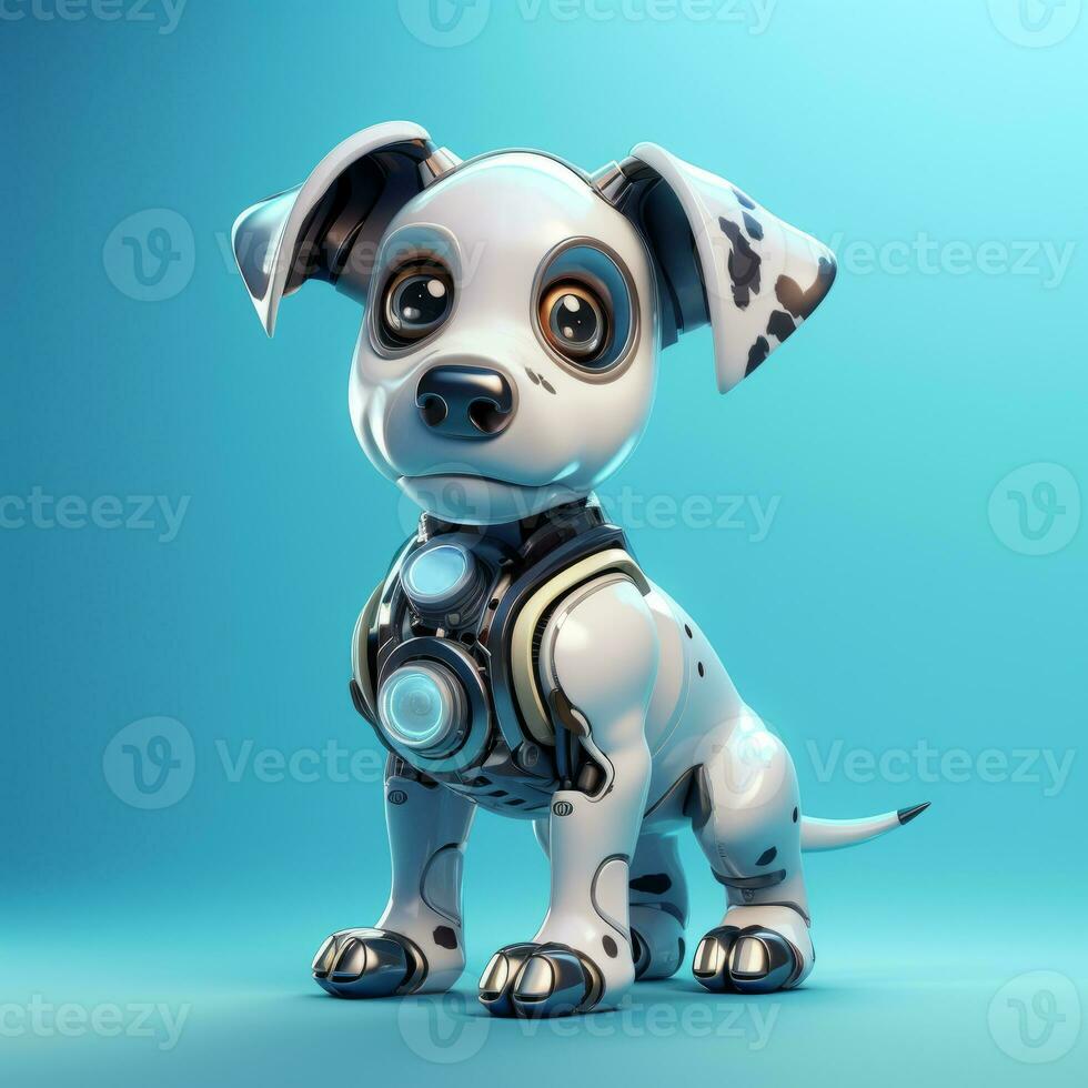 AI Generated Toy robot dog on a blue background photo