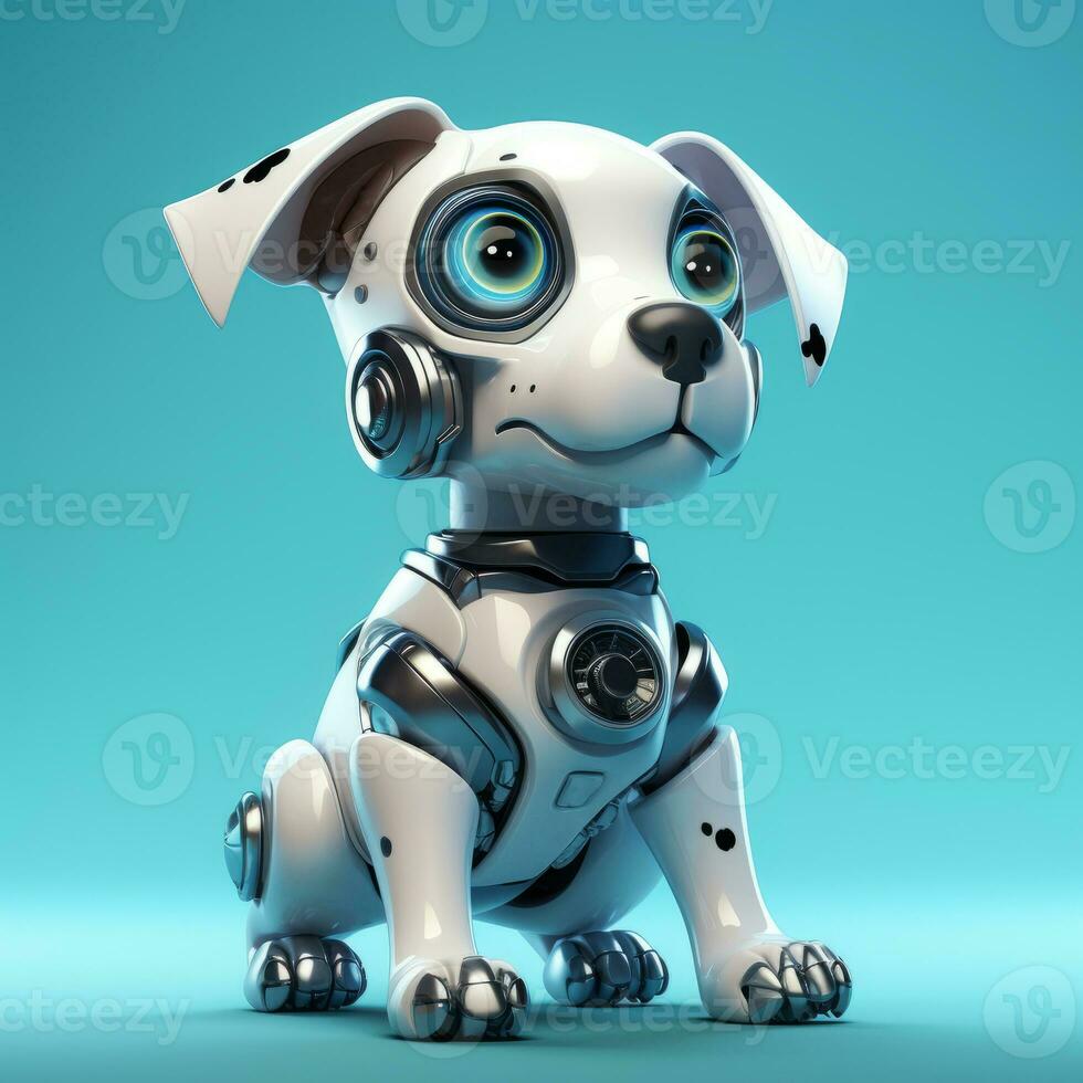 AI Generated Toy robot dog on a blue background photo