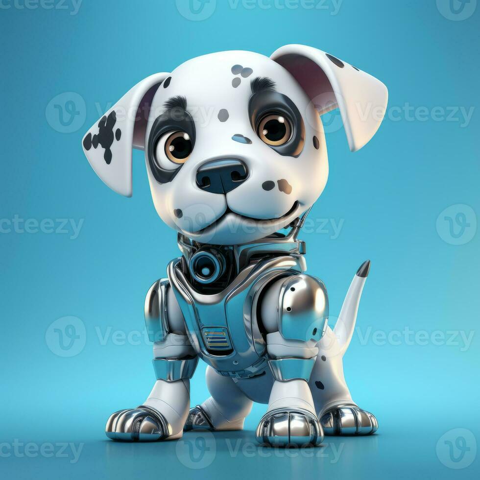 AI Generated Toy robot dog on a blue background photo