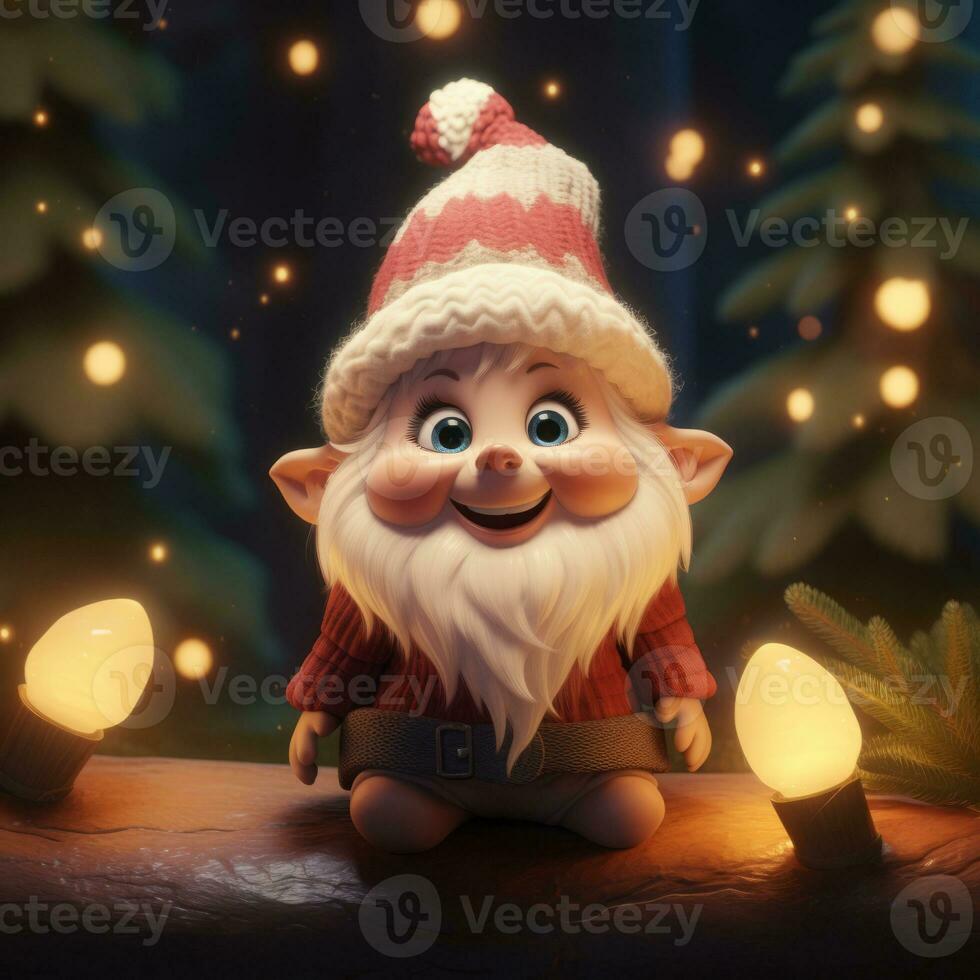 AI Generated Cute Christmas Gonks on the background of a Christmas picture photo