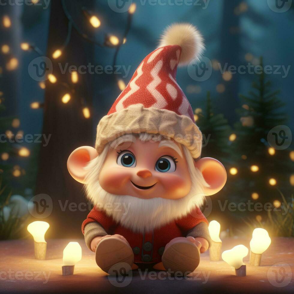 AI Generated Cute Christmas Gonks on the background of a Christmas picture photo