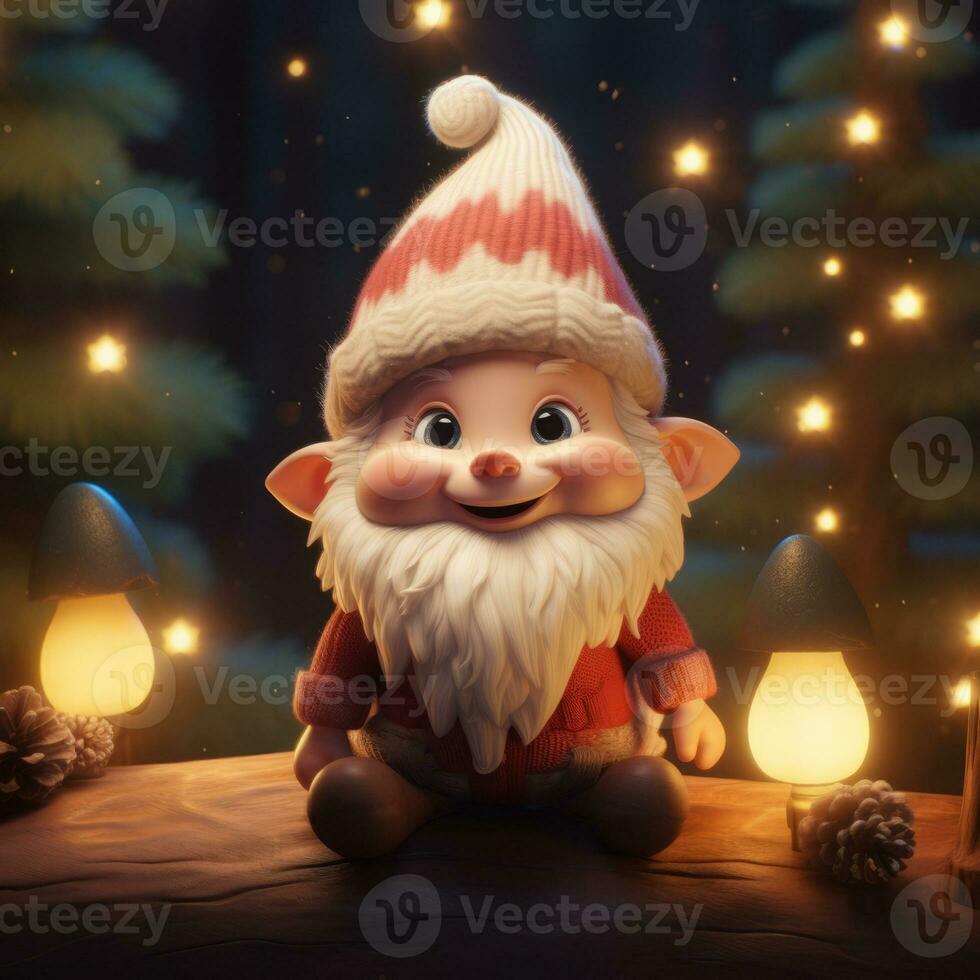 AI Generated Cute Christmas Gonks on the background of a Christmas picture photo