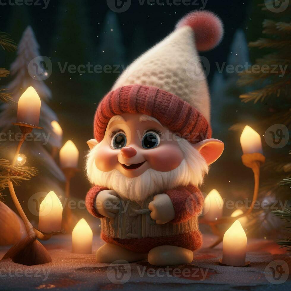 AI Generated Cute Christmas Gonks on the background of a Christmas picture photo