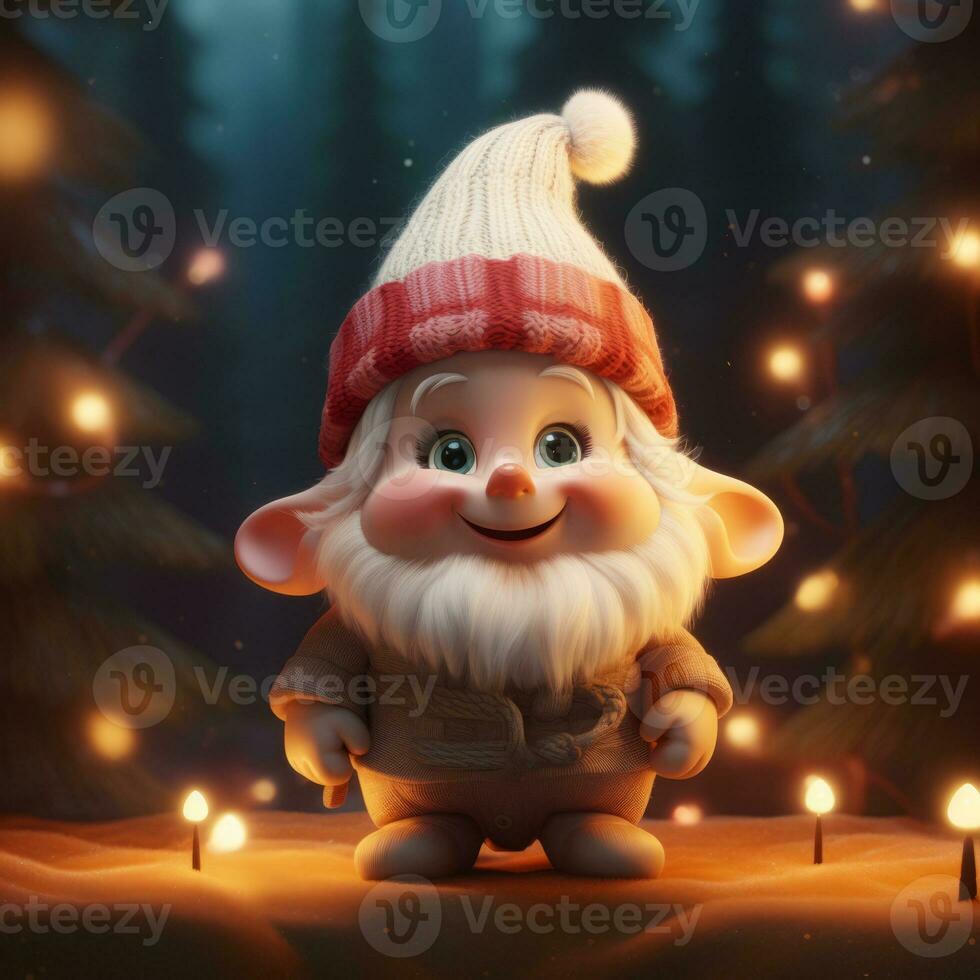 AI Generated Cute Christmas Gonks on the background of a Christmas picture photo