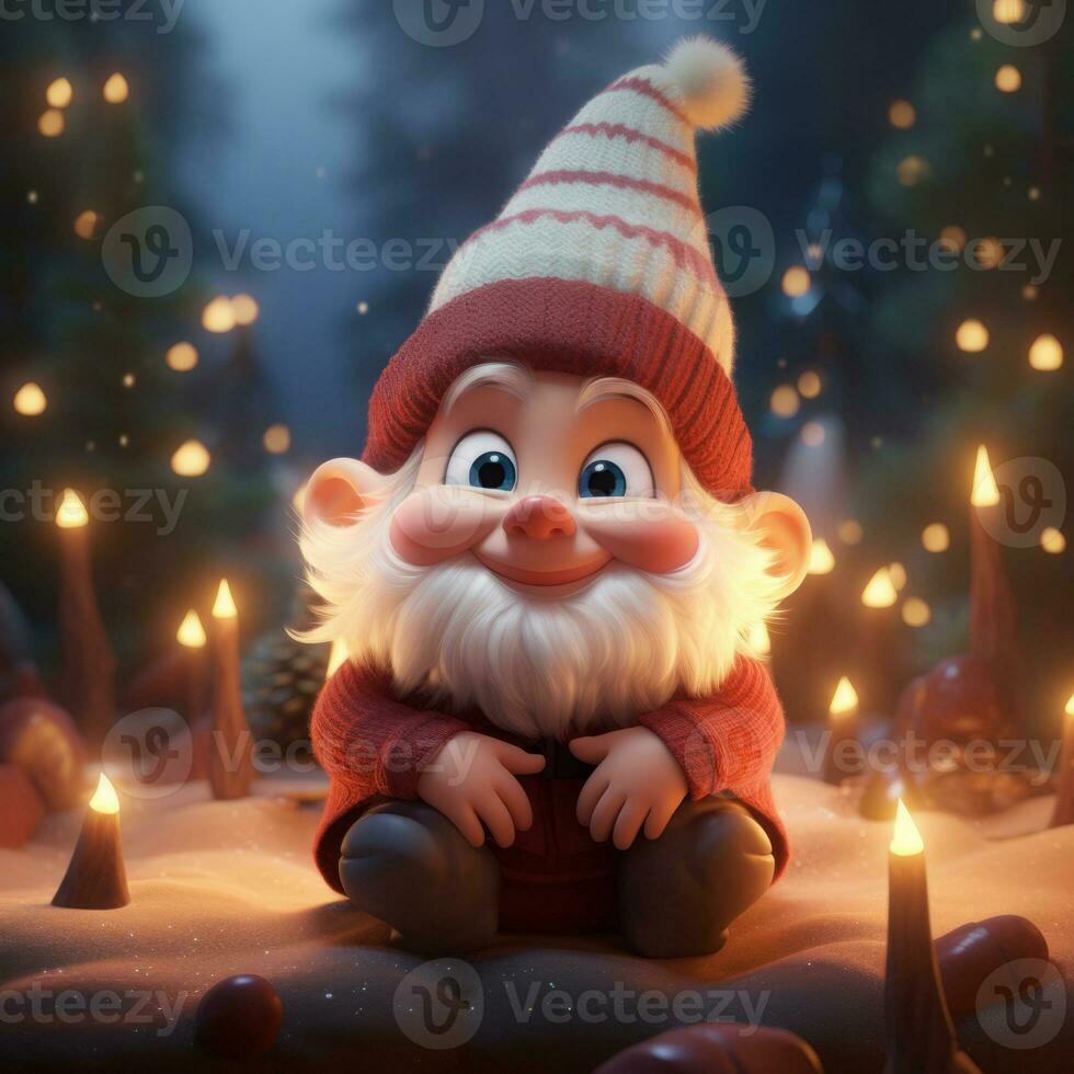 AI Generated Cute Christmas Gonks on the background of a Christmas picture photo