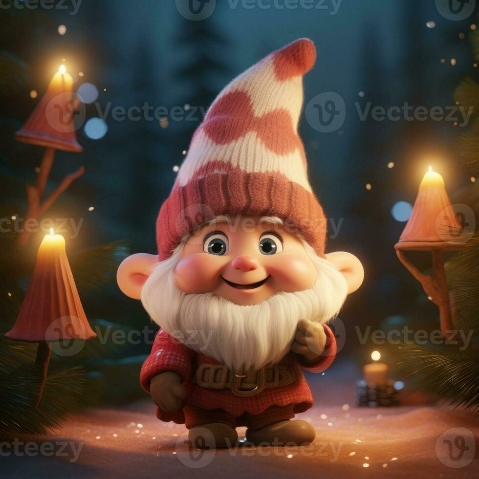 AI Generated Cute Christmas Gonks on the background of a Christmas picture photo