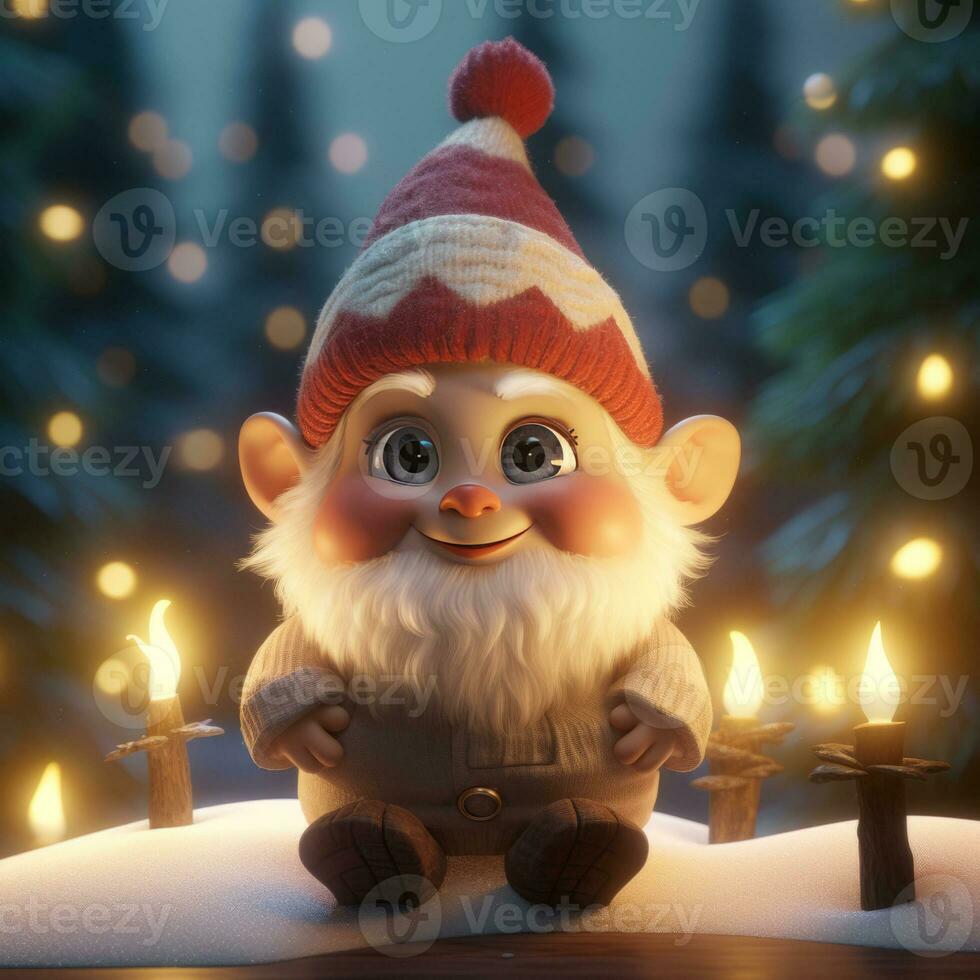 AI Generated Cute Christmas Gonks on the background of a Christmas picture photo