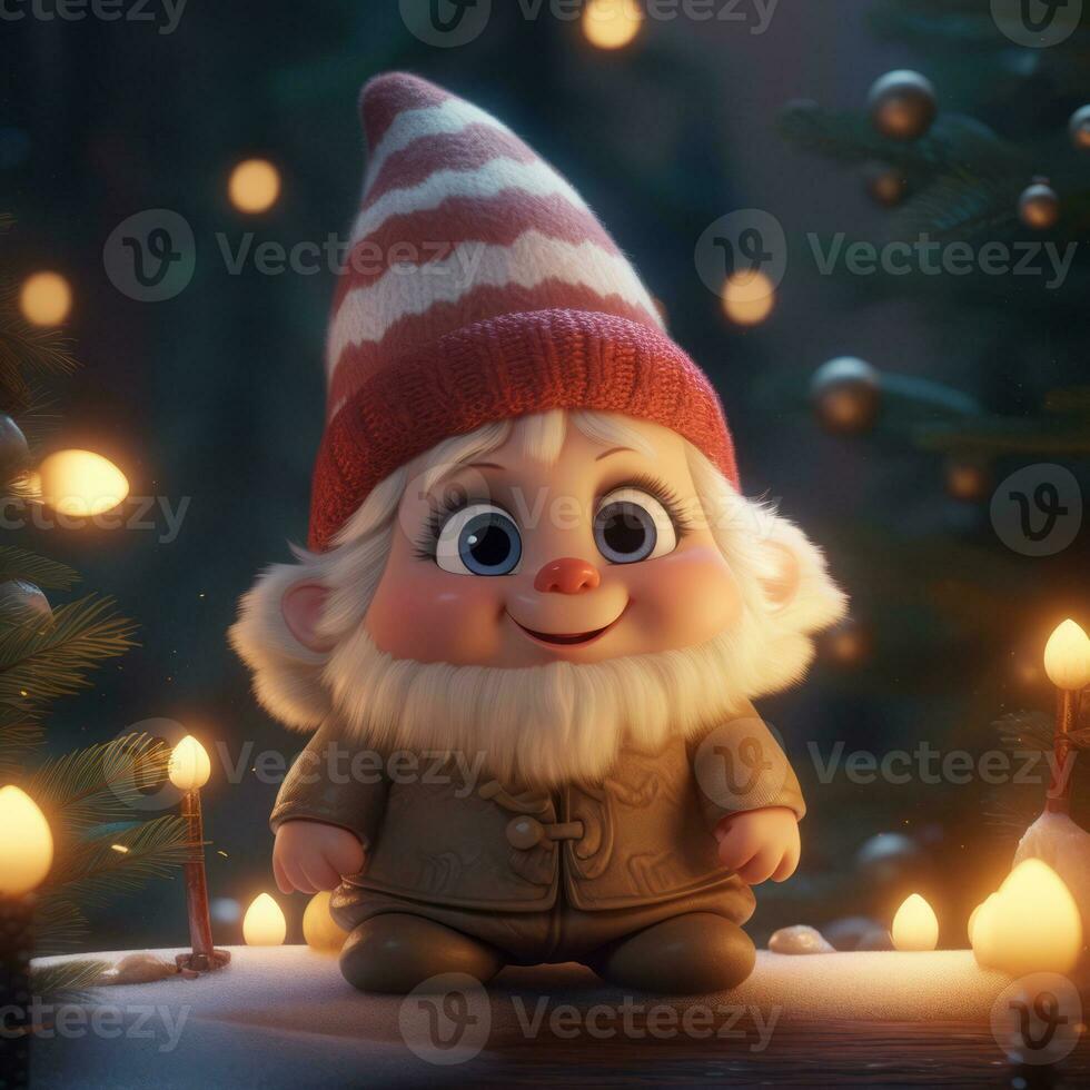 ai generado linda Navidad gonks en el antecedentes de un Navidad imagen foto