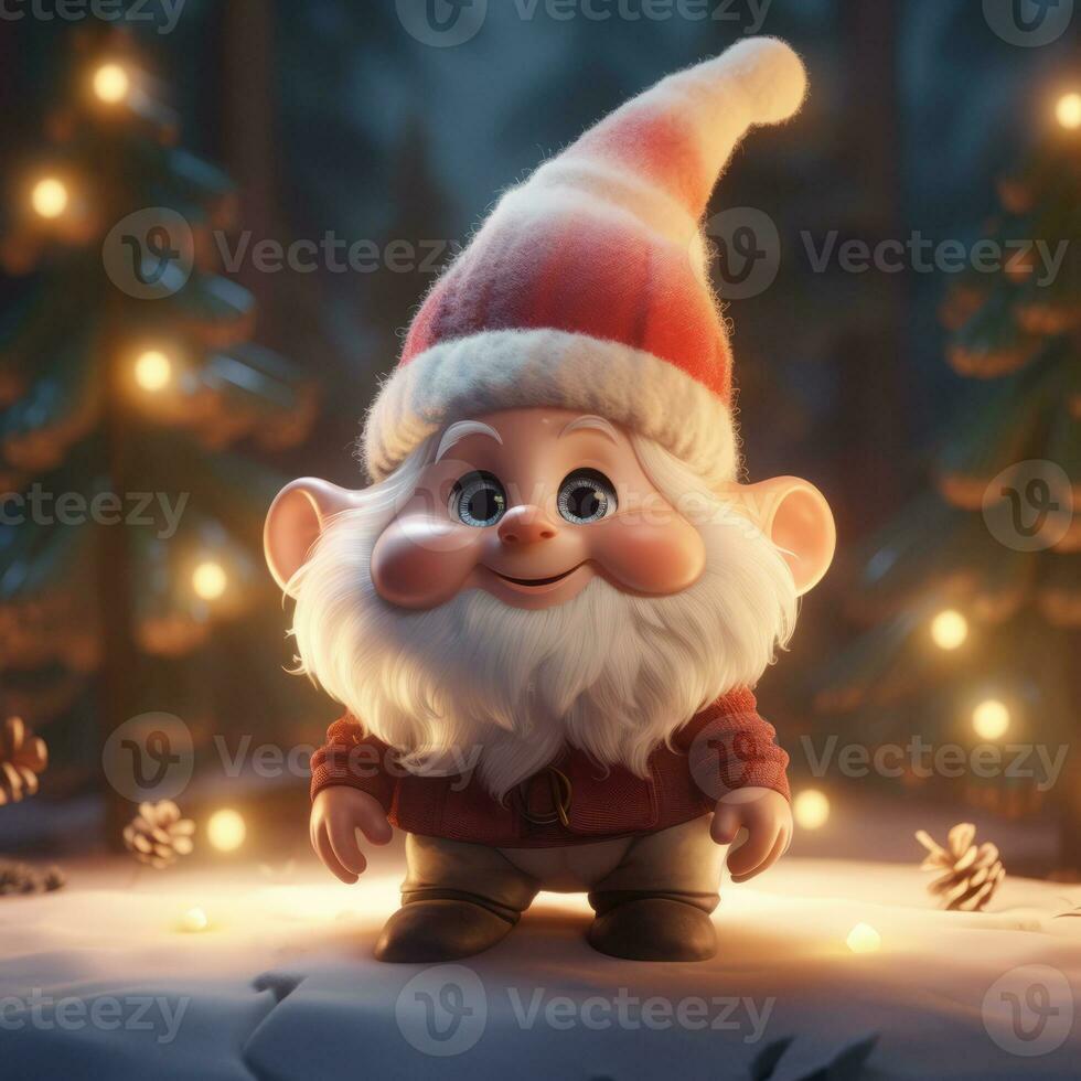 ai generado linda Navidad gonks en el antecedentes de un Navidad imagen foto