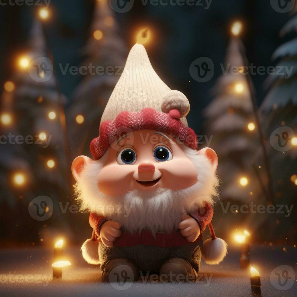 AI Generated Cute Christmas Gonks on the background of a Christmas picture photo