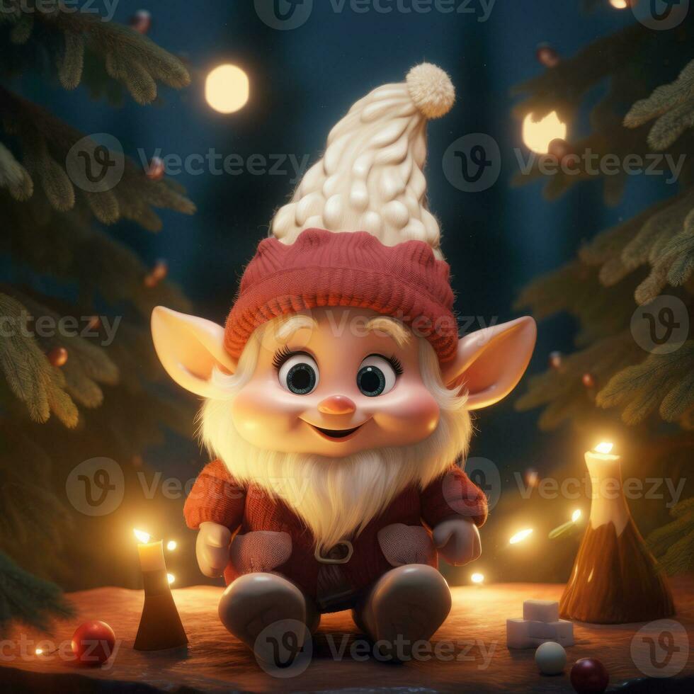 ai generado linda Navidad gonks en el antecedentes de un Navidad imagen foto