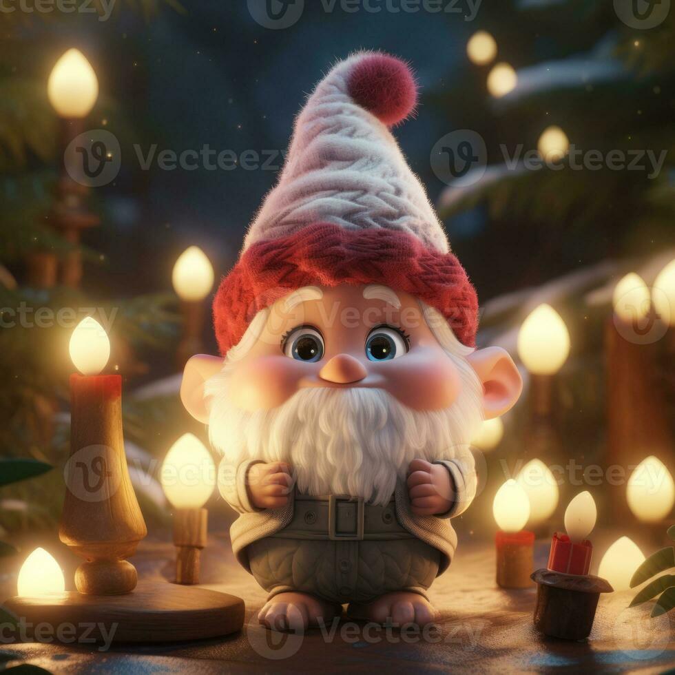 AI Generated Cute Christmas Gonks on the background of a Christmas picture photo
