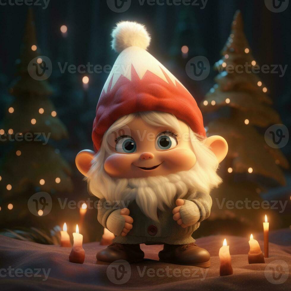 AI Generated Cute Christmas Gonks on the background of a Christmas picture photo