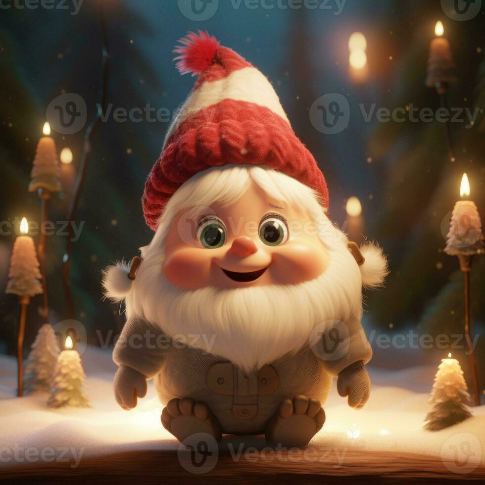AI Generated Cute Christmas Gonks on the background of a Christmas picture photo