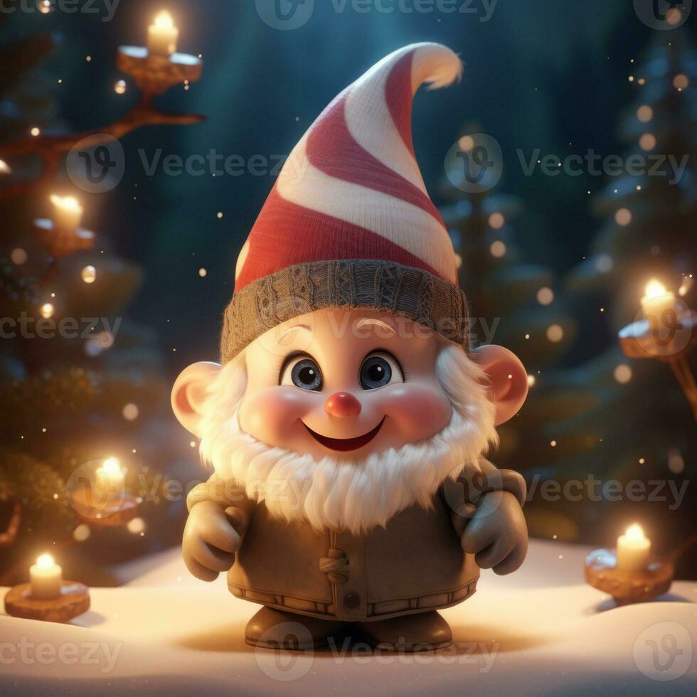 AI Generated Cute Christmas Gonks on the background of a Christmas picture photo