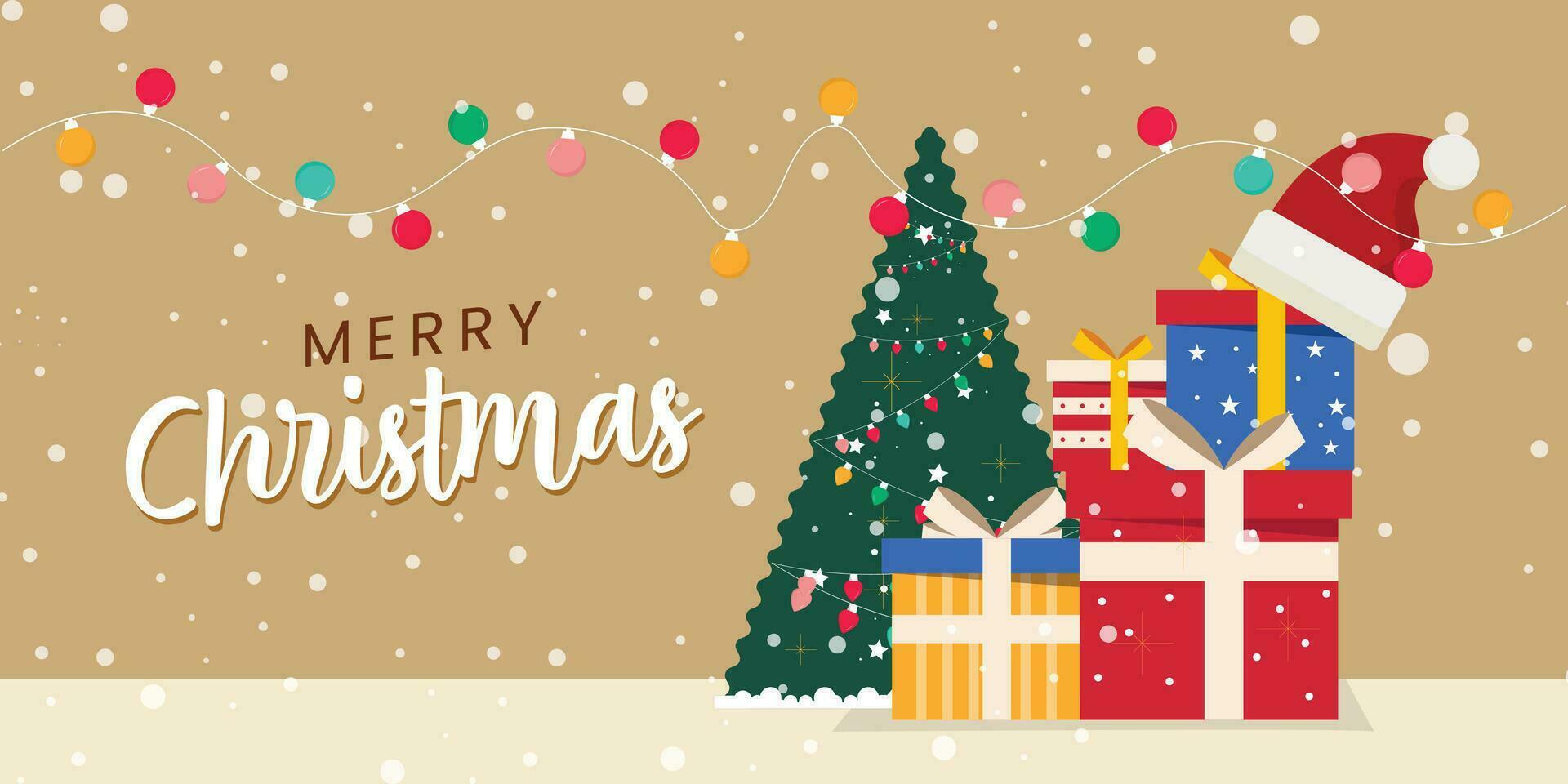 Modern Vector Merry Christmas Web Banner Template Design