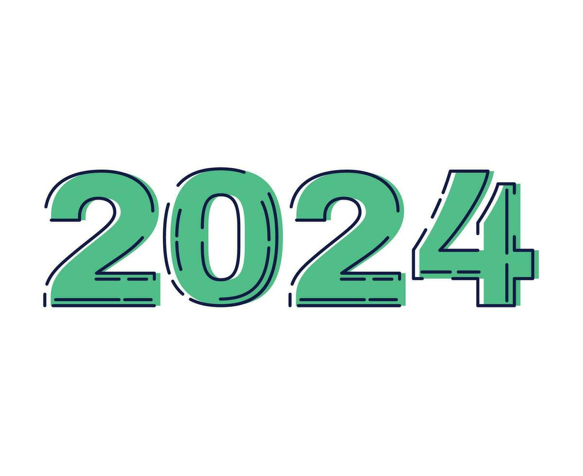 contento nuevo año 2024 resumen verde y azul gráfico diseño vector logo símbolo ilustración