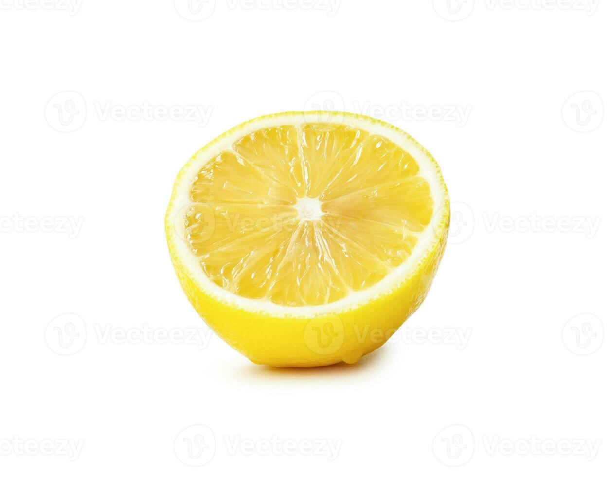 Fresh yellow lemon half isolated on white background with clipping path photo