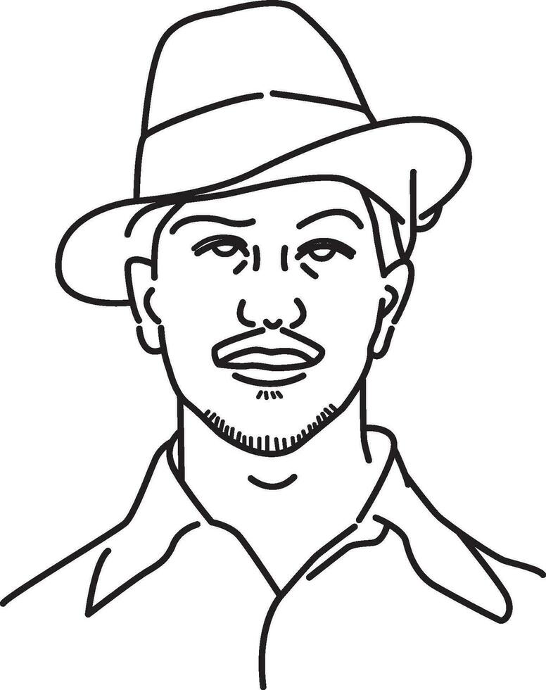 Bhagat Singh Vector Line Art