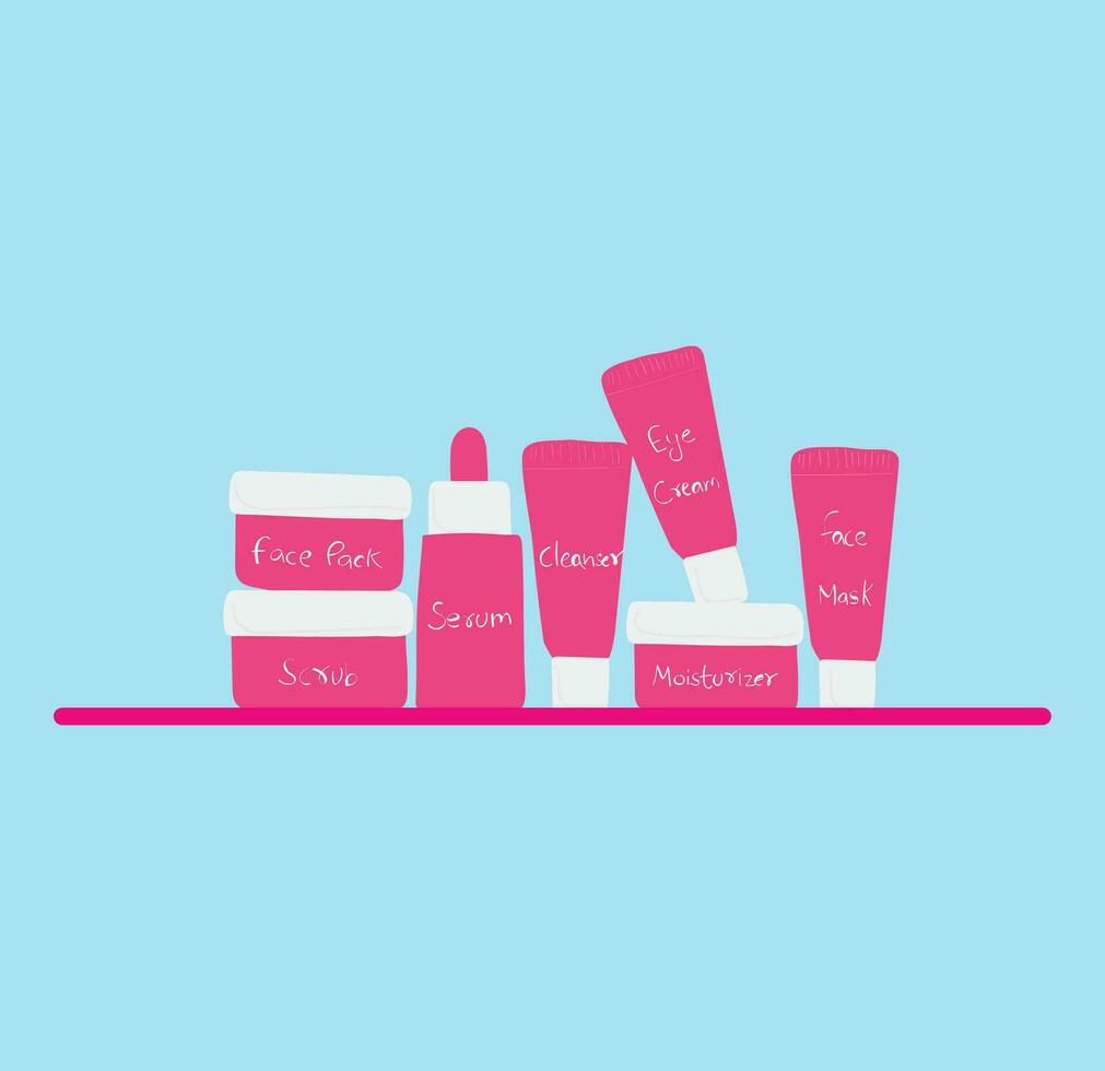 Barbie Skincare Products Vector Illustration