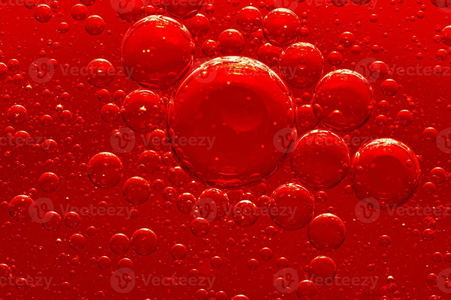 Water bubble texture on red background photo