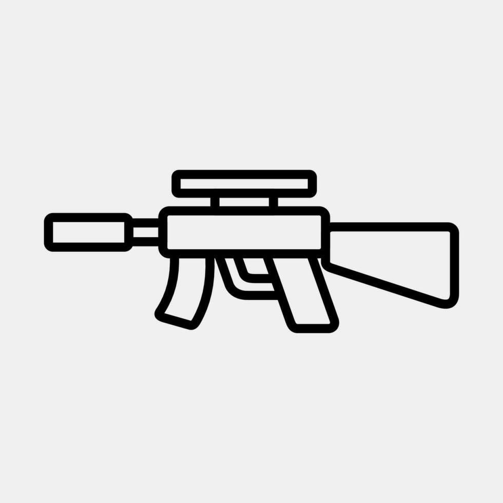 Icon machine gun. Military elements. Icons in line style. Good for prints, posters, logo, infographics, etc. vector