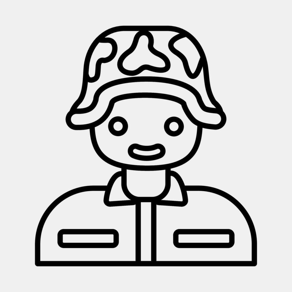 Icon soldier. Military elements. Icons in line style. Good for prints, posters, logo, infographics, etc. vector