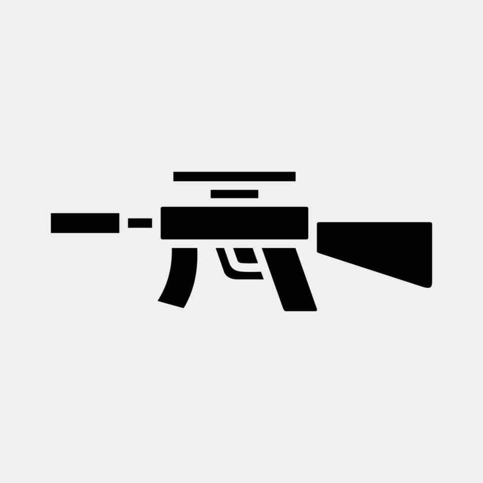 icono máquina pistola. militar elementos. íconos en glifo estilo. bueno para huellas dactilares, carteles, logo, infografía, etc. vector