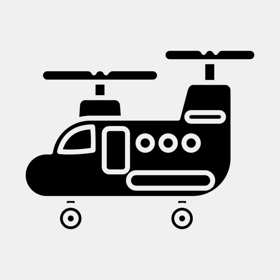 Icon military helicopter. Military elements. Icons in glyph style. Good for prints, posters, logo, infographics, etc. vector