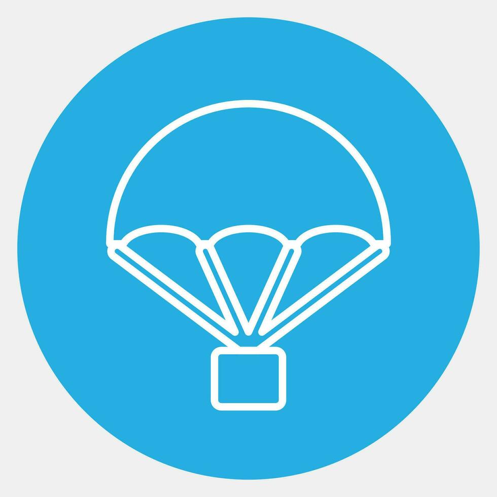 Icon parachute. Military elements. Icons in blue round style. Good for prints, posters, logo, infographics, etc. vector