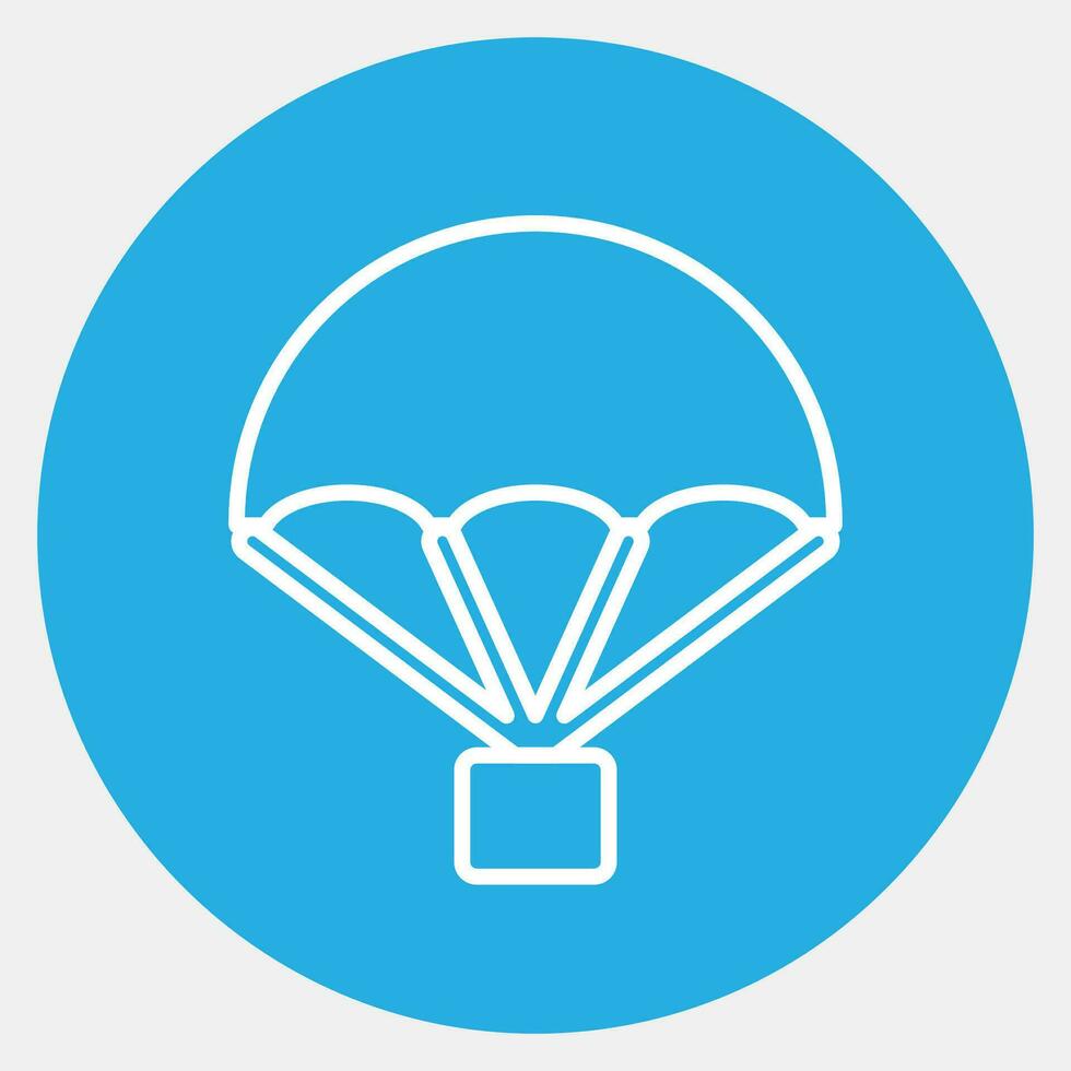 Icon parachute. Military elements. Icons in blue round style. Good for prints, posters, logo, infographics, etc. vector