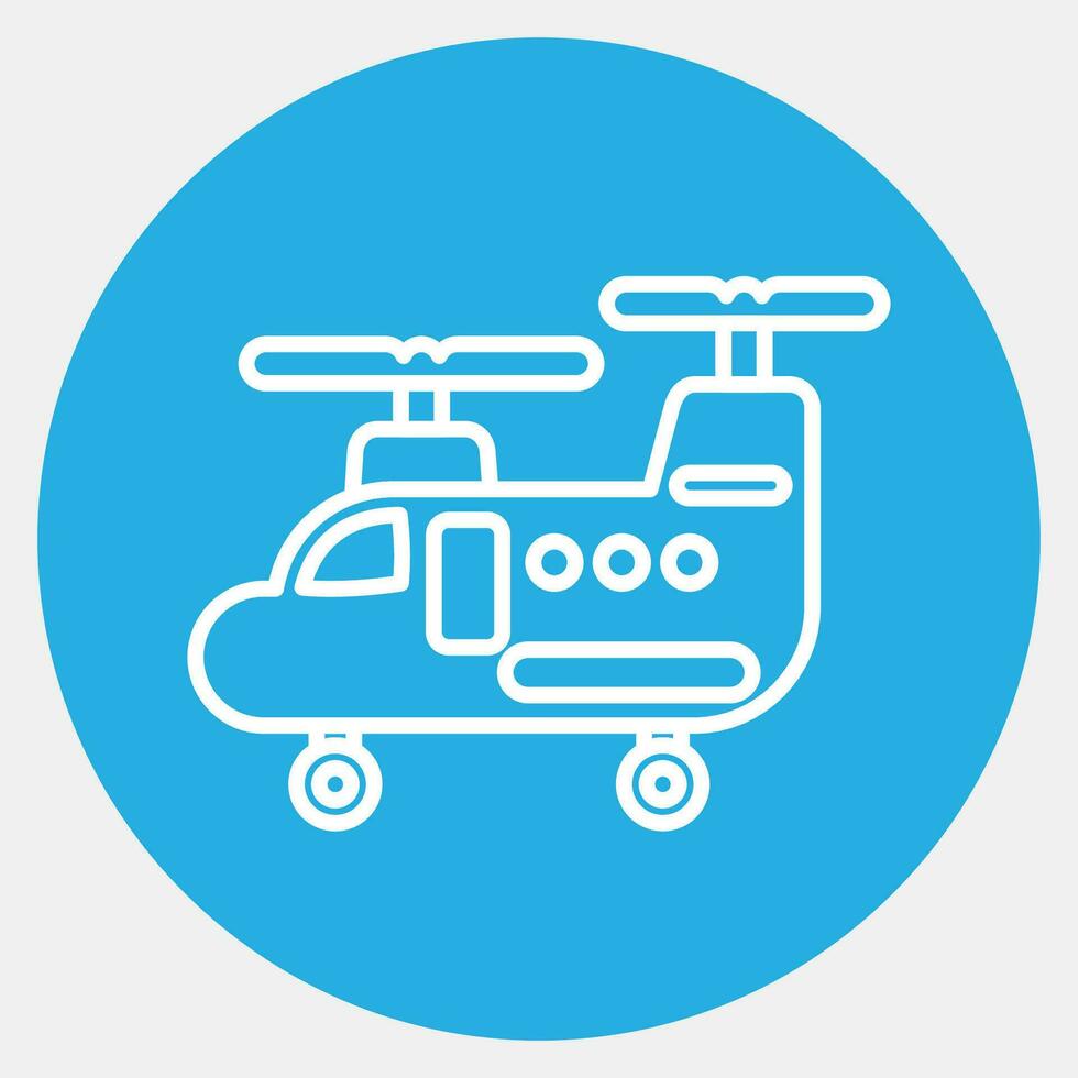 Icon military helicopter. Military elements. Icons in blue round style. Good for prints, posters, logo, infographics, etc. vector