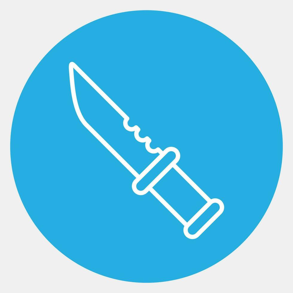 icono militar cuchillo. militar elementos. íconos en azul redondo estilo. bueno para huellas dactilares, carteles, logo, infografía, etc. vector