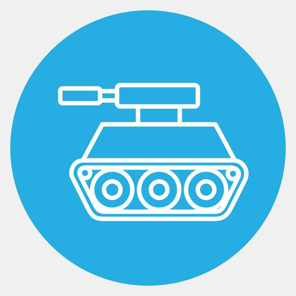 icono tanque. militar elementos. íconos en azul redondo estilo. bueno para huellas dactilares, carteles, logo, infografía, etc. vector