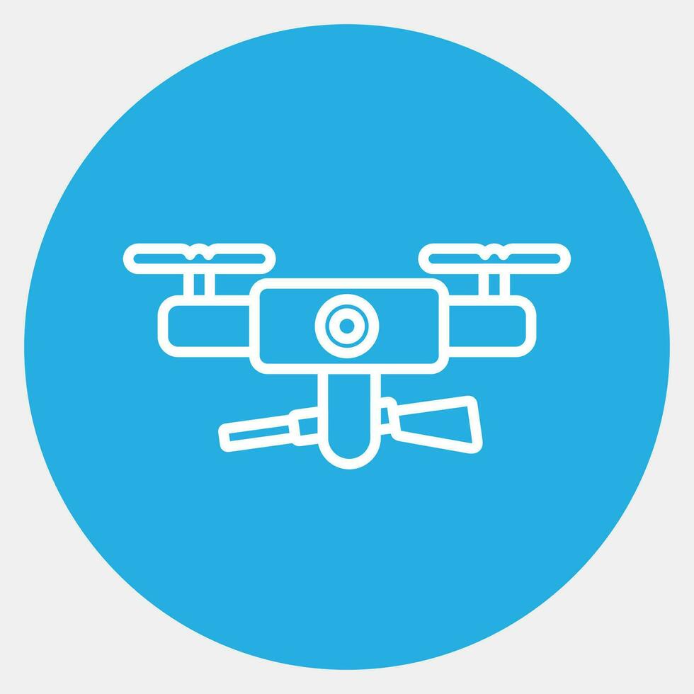 Icon military drone. Military elements. Icons in blue round style. Good for prints, posters, logo, infographics, etc. vector