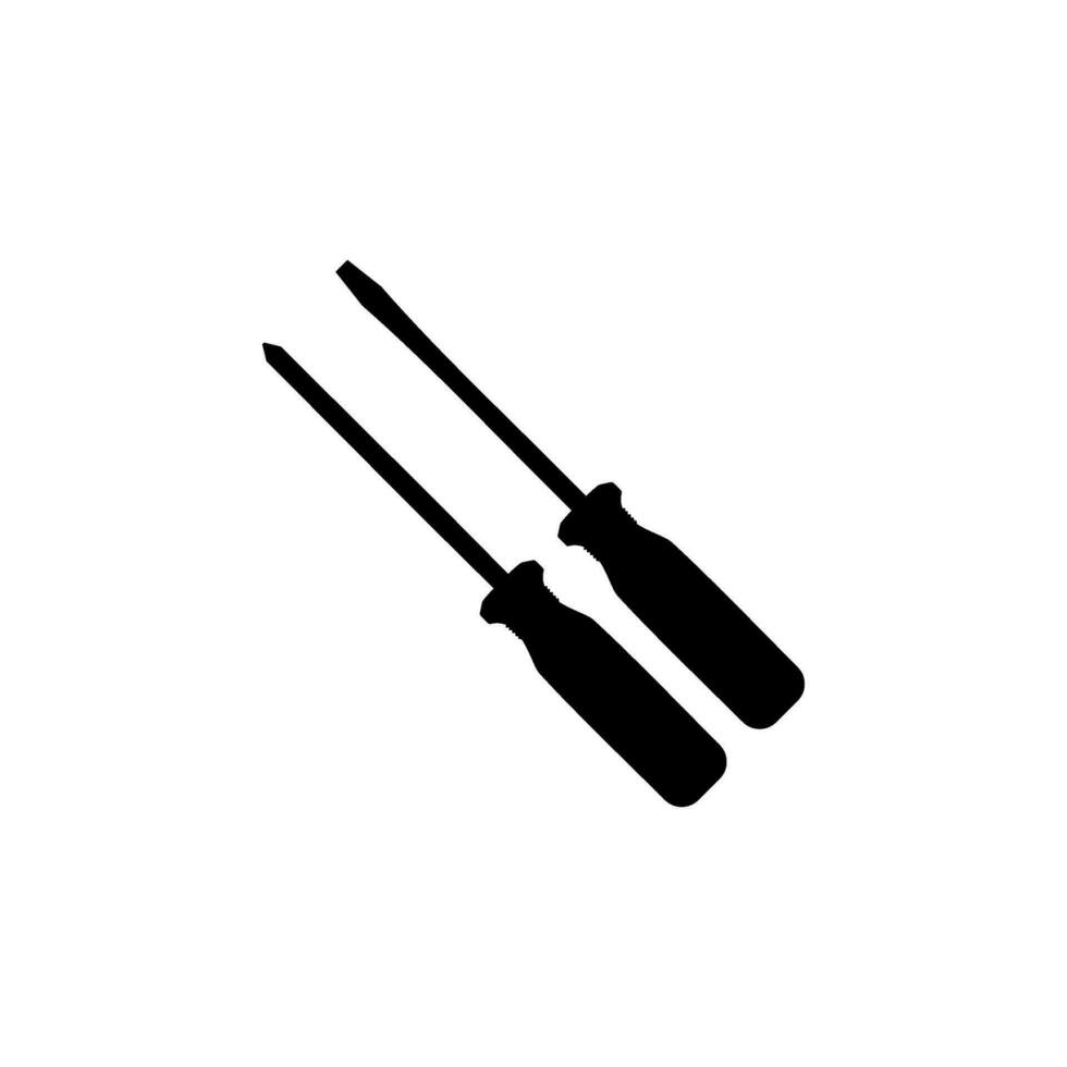 Plus or Positive and Minus or Negative Screwdriver Silhouette, Flat Style, can use for Art Illustration, Logo Gram, Pictogram, Website, Apps, or Graphic Design Element. Vector Illustration