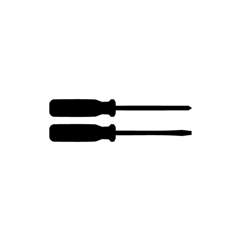 Plus or Positive and Minus or Negative Screwdriver Silhouette, Flat Style, can use for Art Illustration, Logo Gram, Pictogram, Website, Apps, or Graphic Design Element. Vector Illustration