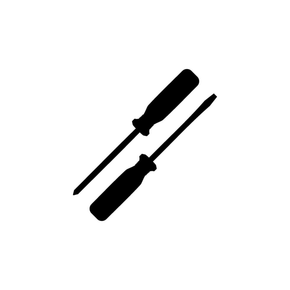 Plus or Positive and Minus or Negative Screwdriver Silhouette, Flat Style, can use for Art Illustration, Logo Gram, Pictogram, Website, Apps, or Graphic Design Element. Vector Illustration