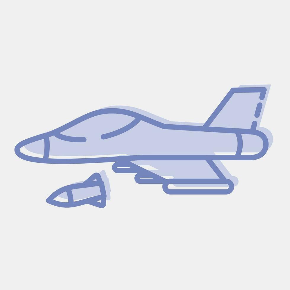 Icon fighter jet. Military elements. Icons in two tone style. Good for prints, posters, logo, infographics, etc. vector