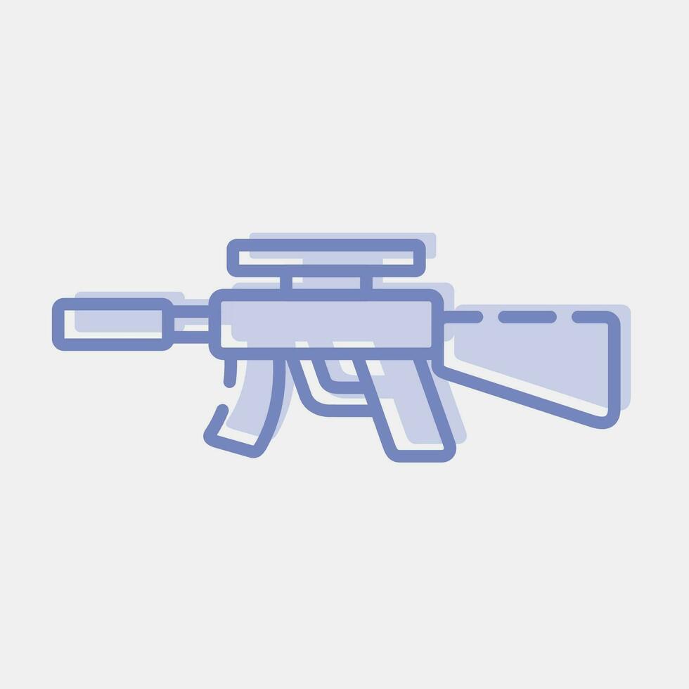 icono máquina pistola. militar elementos. íconos en dos tono estilo. bueno para huellas dactilares, carteles, logo, infografía, etc. vector