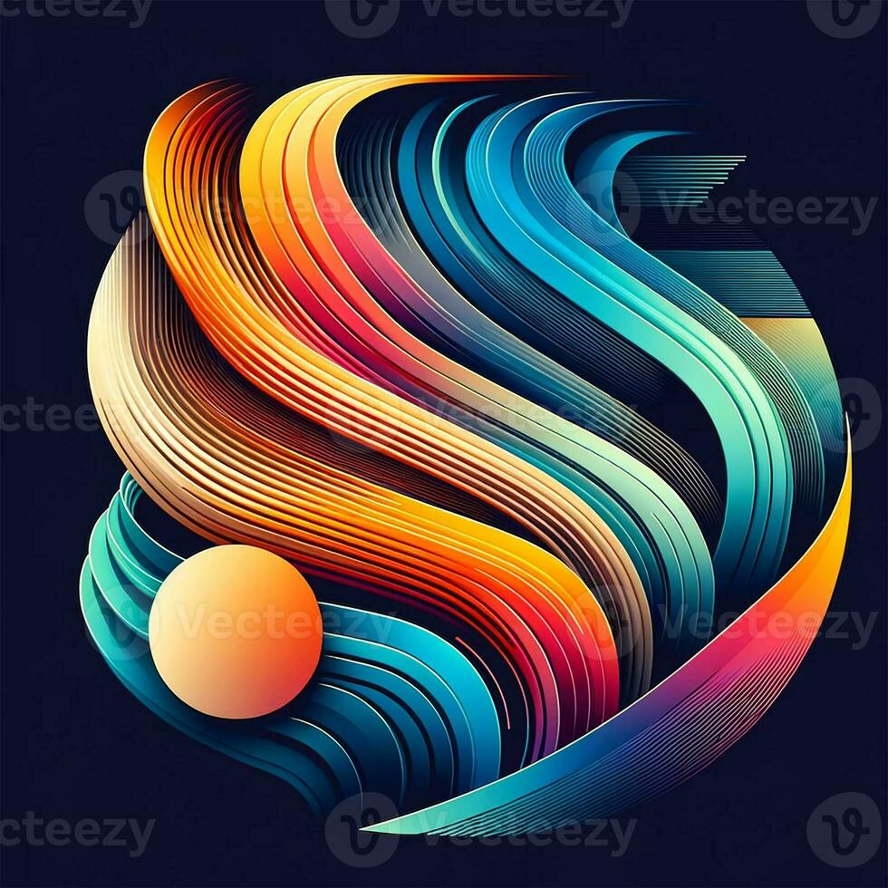 AI generated Modern colorful gradient abstract wave shapes background photo