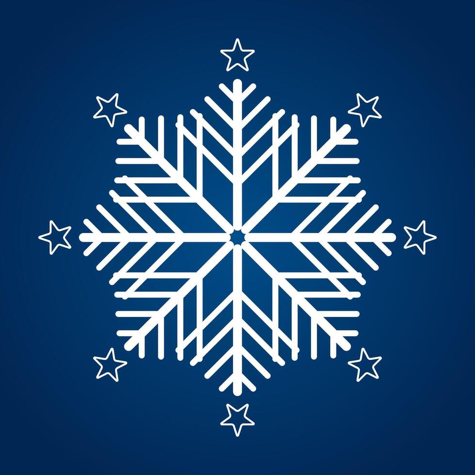 a Snowflake symbol, icon, logo for design Christmas vector, illustration element collection. A vector Soft white snowflake on isolated blue background